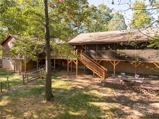 view of yard with a patio and a deck