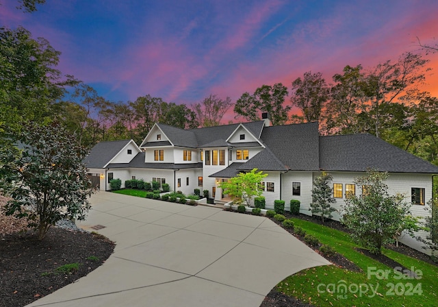 view of front of property with a garage