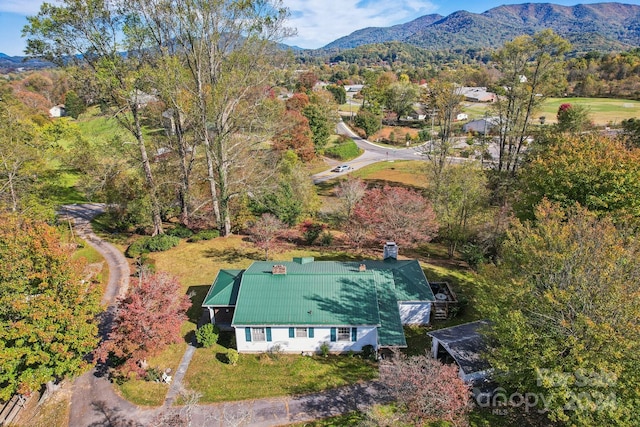 aerial view featuring a mountain view