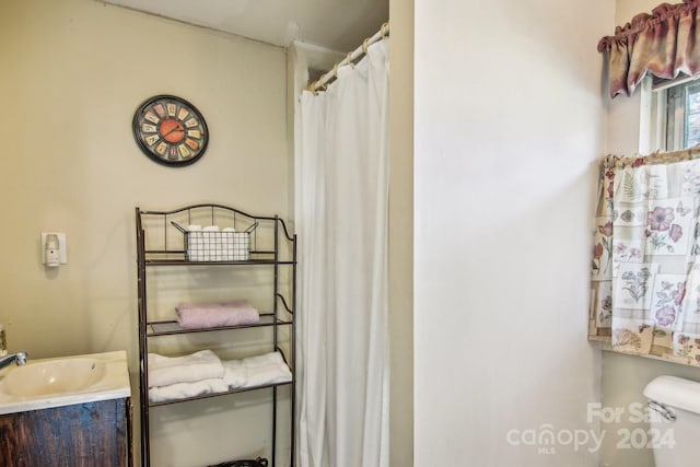 bathroom with toilet and vanity