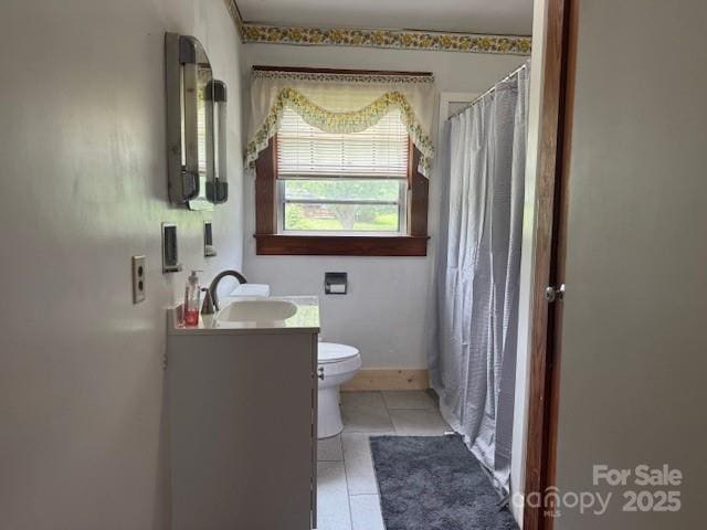 396 Will Hyatt Rd, Waynesville, NC 28786 - bathroom with vanity, tile patterned flooring, and a shower with curtain
