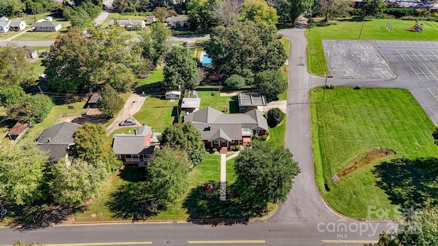 birds eye view of property with a residential view