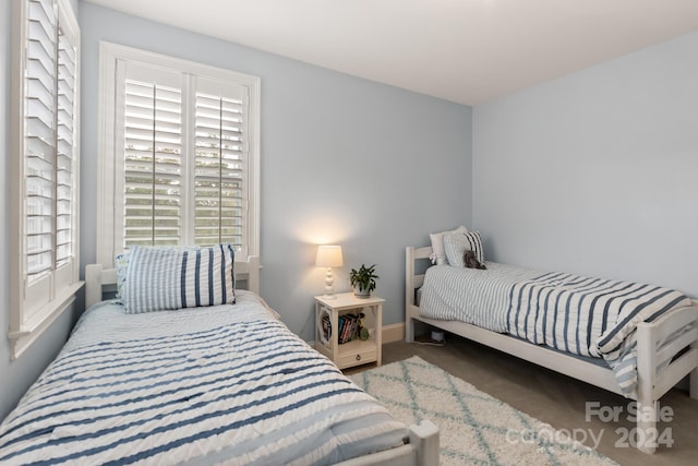 bedroom featuring carpet