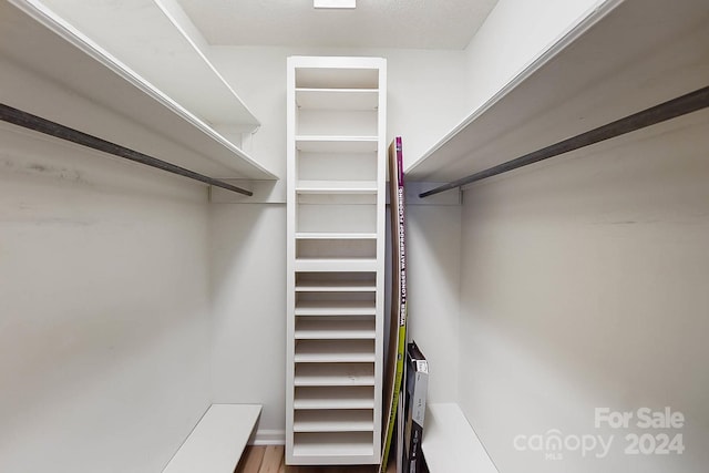 walk in closet featuring hardwood / wood-style floors