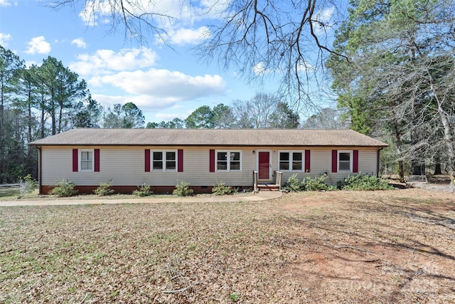 single story home featuring crawl space