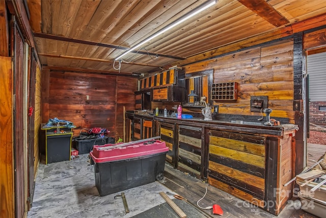 interior space with wooden ceiling