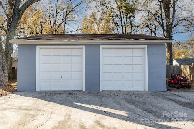 view of garage