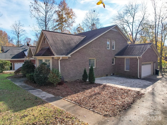 view of home's exterior with a garage