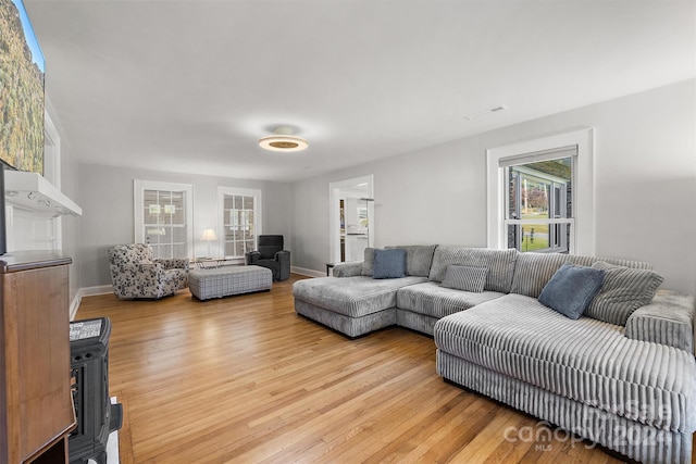 living room featuring light hardwood / wood-style flooring