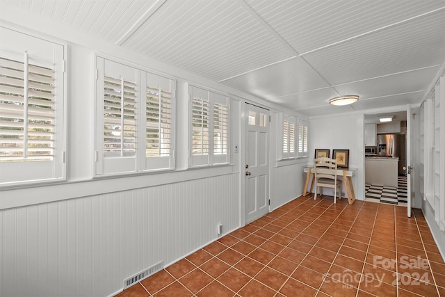 view of unfurnished sunroom