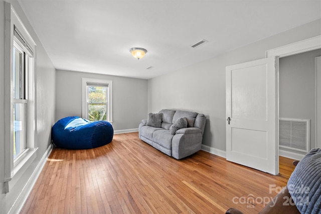 living area featuring hardwood / wood-style flooring