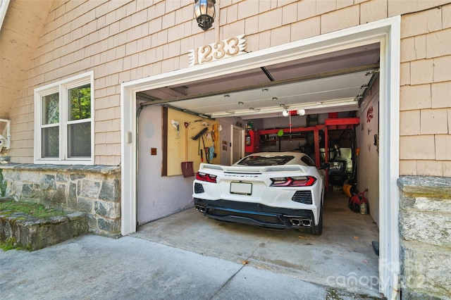 view of garage