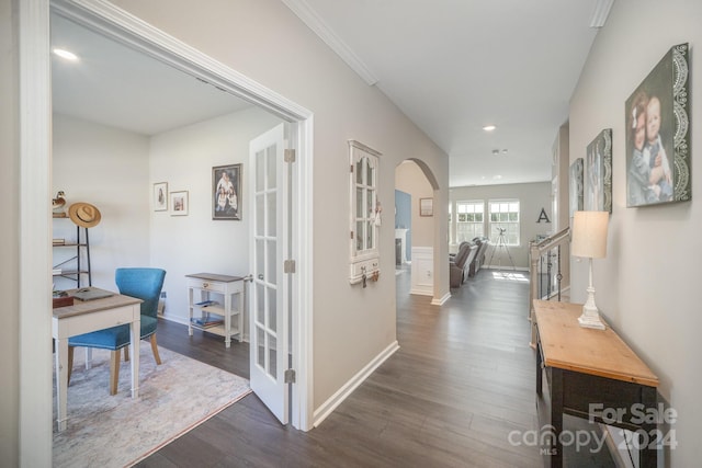 hall featuring dark hardwood / wood-style floors