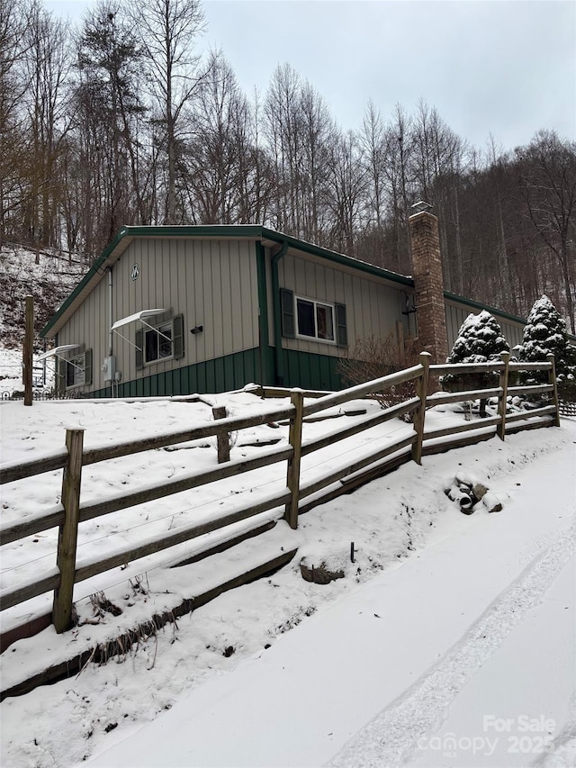 view of snow covered exterior