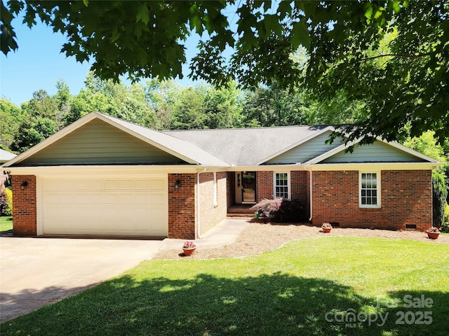 2015 Pine Needle Ct, Gastonia, NC 28056 - ranch-style home featuring a garage, a front yard, brick siding, and driveway