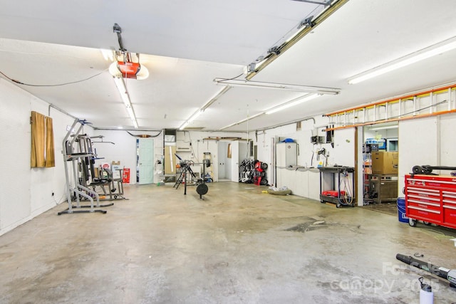 garage with a garage door opener