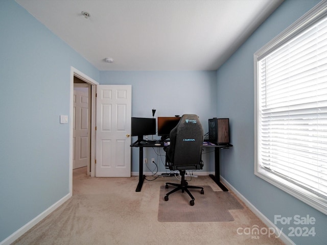 office space with light carpet and plenty of natural light