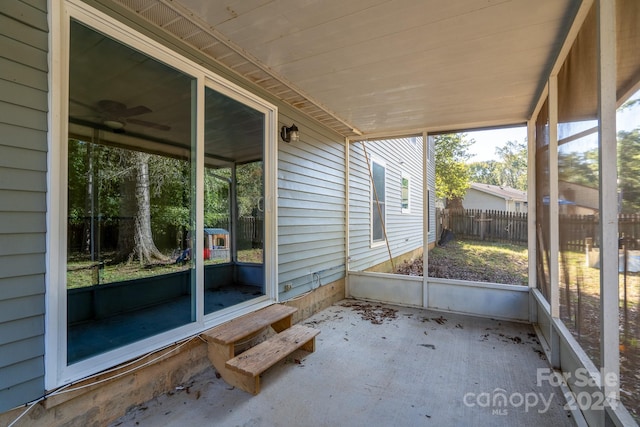 view of unfurnished sunroom