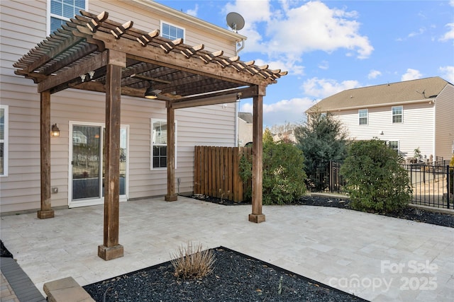 view of patio with a pergola