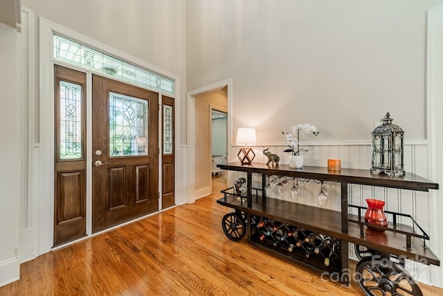 entrance foyer with light hardwood / wood-style flooring