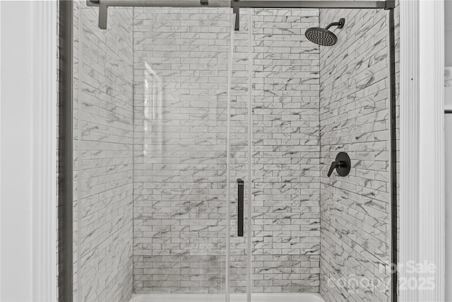 exterior space featuring an enclosed shower