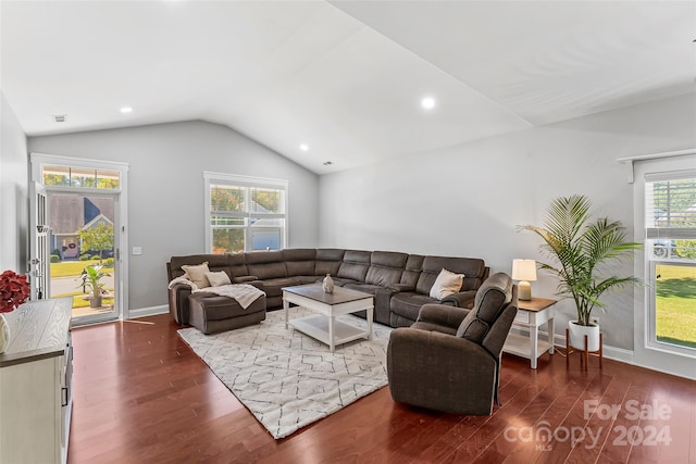 3157 Delaware Dr, Denver, NC 28037 - living area featuring recessed lighting, lofted ceiling, and wood finished floors