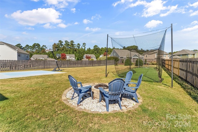 3157 Delaware Dr, Denver, NC 28037 - view of yard featuring a fire pit and a fenced backyard