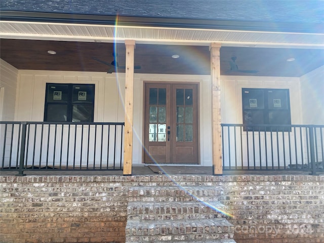 property entrance with french doors