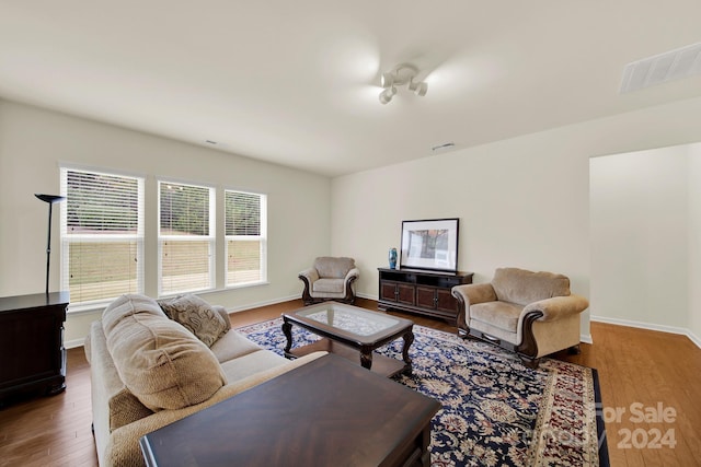 living room featuring hardwood / wood-style flooring