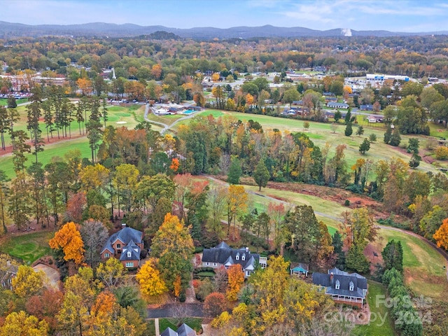 drone / aerial view featuring a mountain view