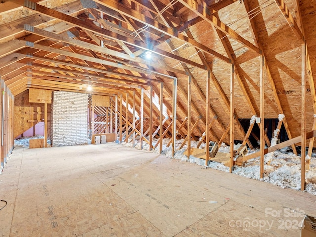 view of unfinished attic