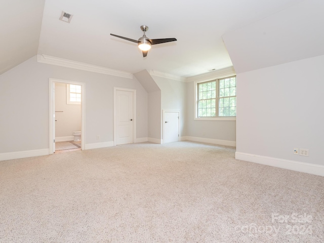 bonus room featuring a healthy amount of sunlight and light colored carpet