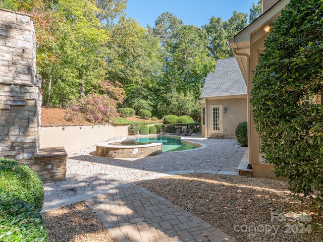 view of swimming pool with a patio