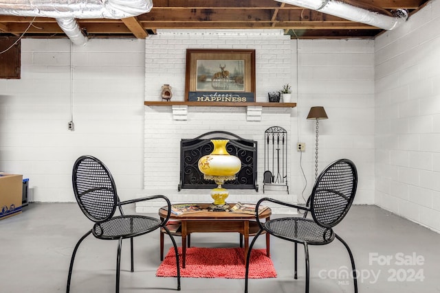 sitting room with concrete floors