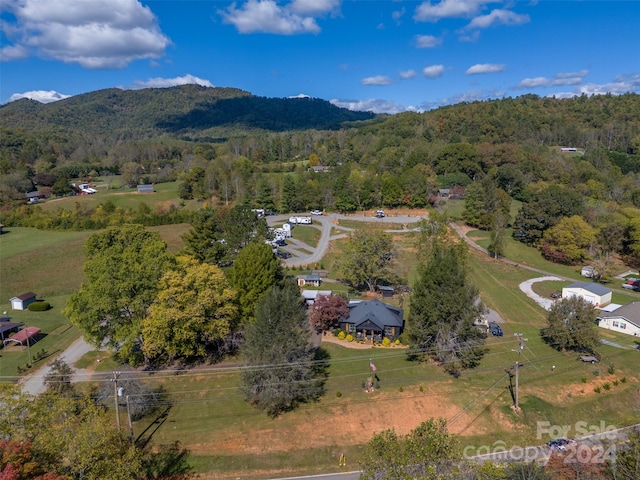 birds eye view of property featuring a mountain view