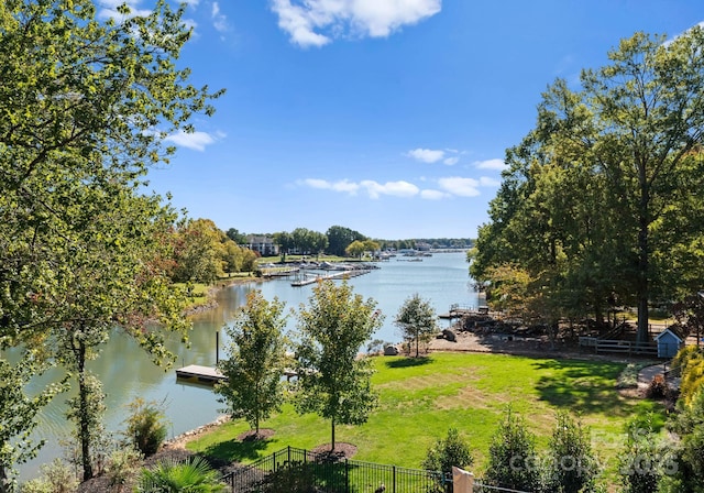 view of water feature featuring a boat dock