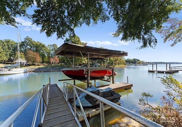 dock area featuring a water view