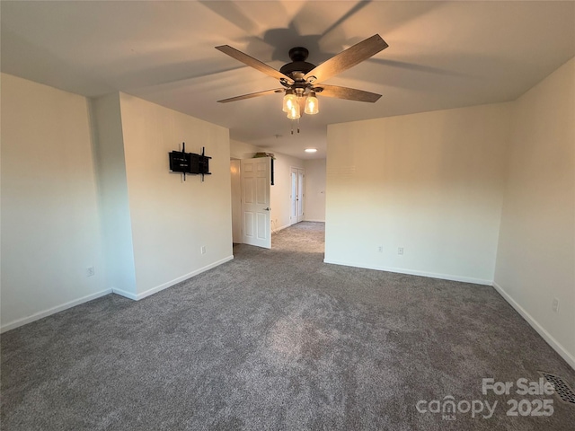 carpeted empty room with ceiling fan