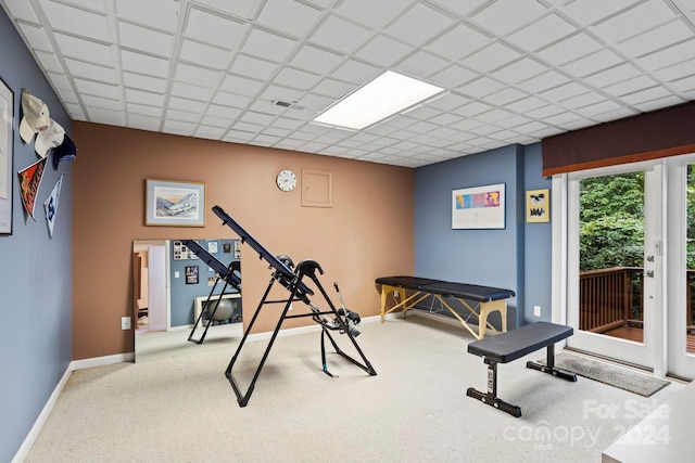 workout room with carpet floors