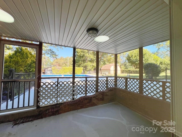 view of unfurnished sunroom