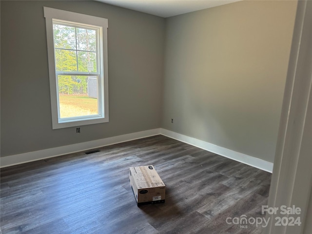 spare room with dark wood-type flooring