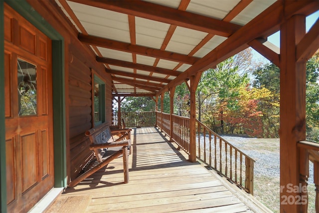 deck with covered porch