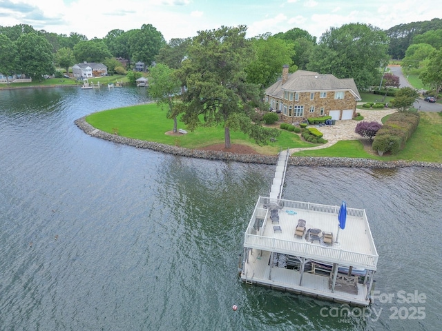 18212 Pompano Pl, Cornelius, NC 28031 - dock area with a water view and a lawn