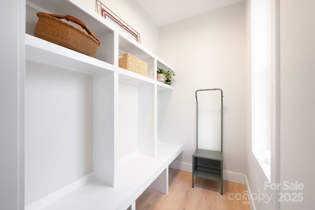 mudroom with light wood-type flooring