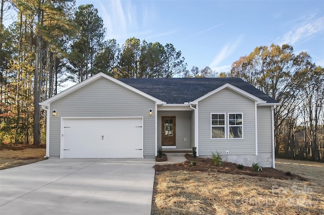 single story home with a garage