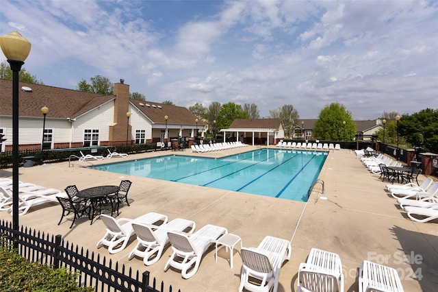 view of pool featuring a patio