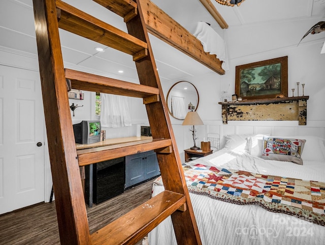 bedroom featuring dark hardwood / wood-style floors