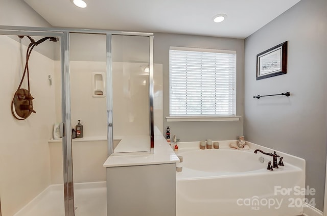 bathroom with independent shower and bath