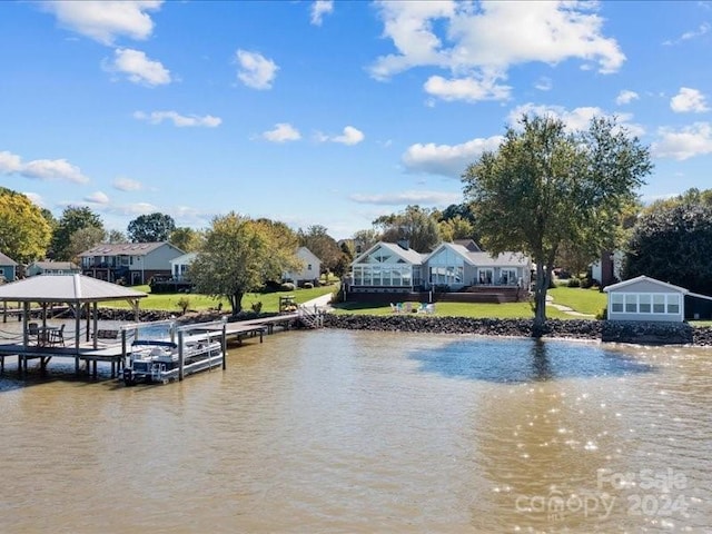 view of dock featuring a water view