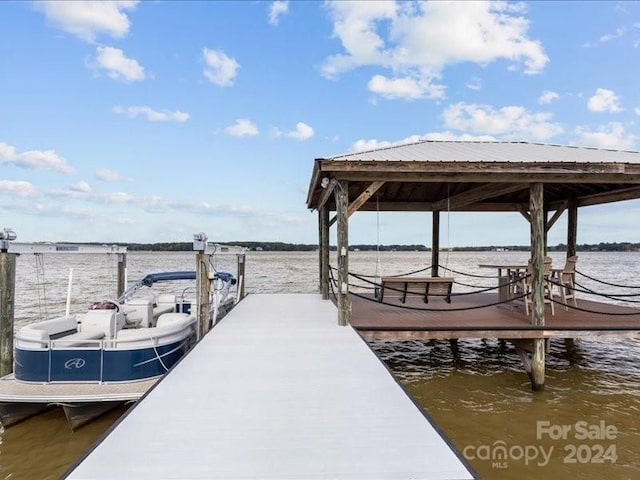 dock area featuring a water view